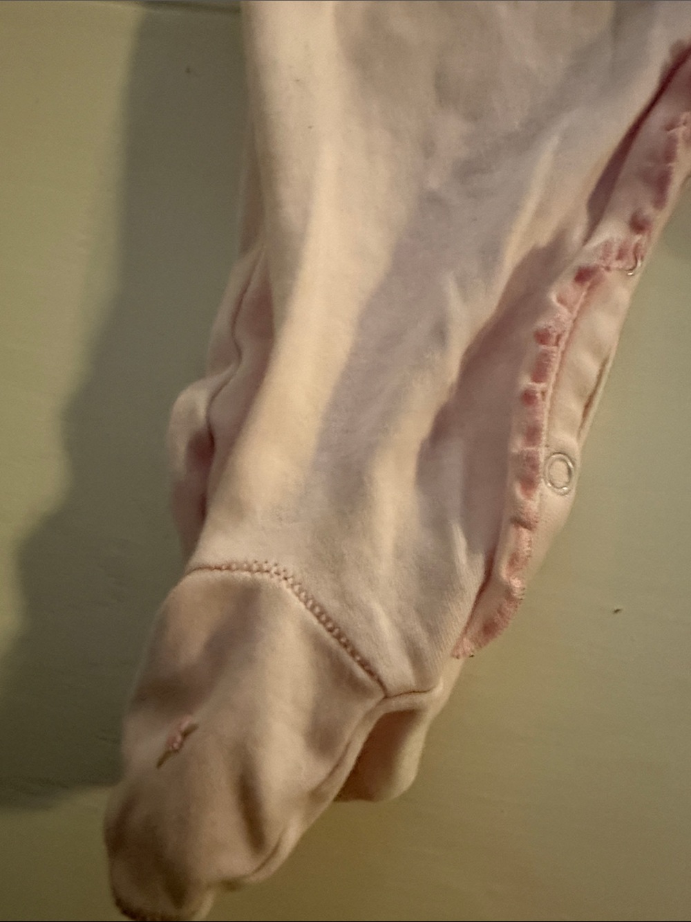 Baby Girls Pink Ruffle Footed One-Piece - Picture 4 of 4